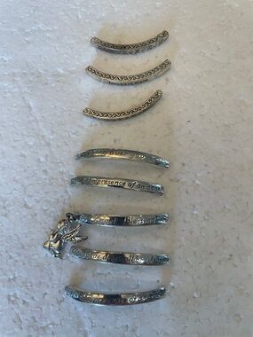Vintage silver Inspirational angel blessing Curved Bar Charms for bracelet Set